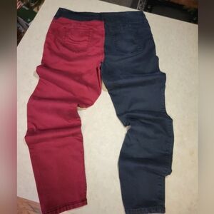 Hot Topic women size 15 super skinny Two-Tone Red and Black jeans